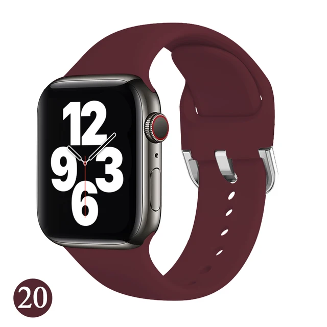 Soft Rubber Sport Band For Apple Watch SE 44mm 40mm Buckle Strap on Smart iWatch Correa Watchband Bracelet Series 65432 42mm38mm Red wine
