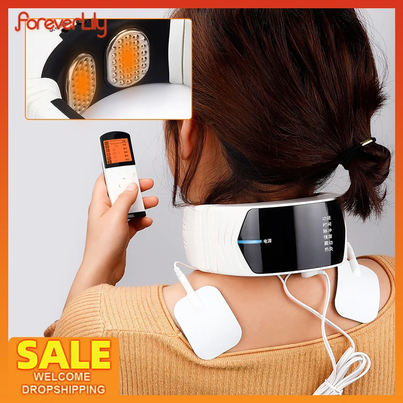 Electric Pulse Neck Back Massager Acupuncture Therapy Cervical
