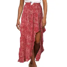 Женские юбки летняя шифоновая юбка миди с принтом женская Повседневная модная эластичная юбка богемная Женская пляжная праздничная