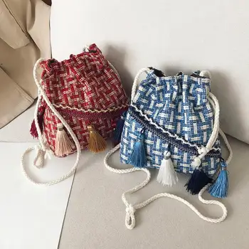 

Vintage Women Weaving Tassel Shoulder Bag Messenger bag Crossbody Bags Girls Cute Handle Straw bags