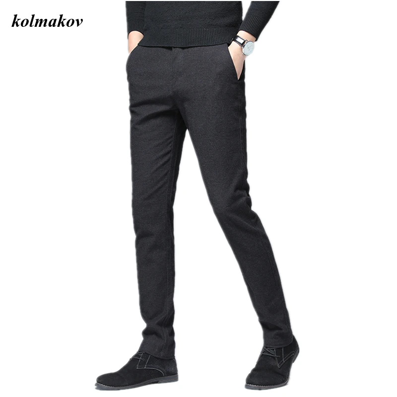 tan pants KOLMAKOV New Arrival Spring Style Men Boutique Brushed Casual Pants High Quality Solid Slim Straight Men's Leisure Trousers29-40 casual pants