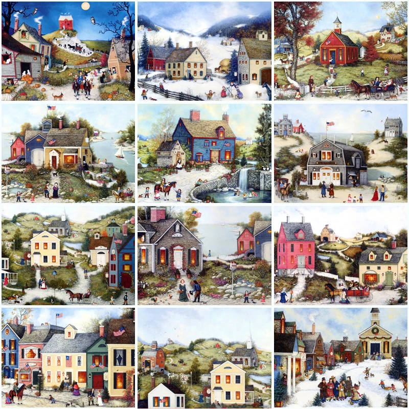 5D Full Drill Diy Diamond Painting Mosaic Handmade America country style scenery Cross Stitch Embroidery Wall Decor | Дом и сад