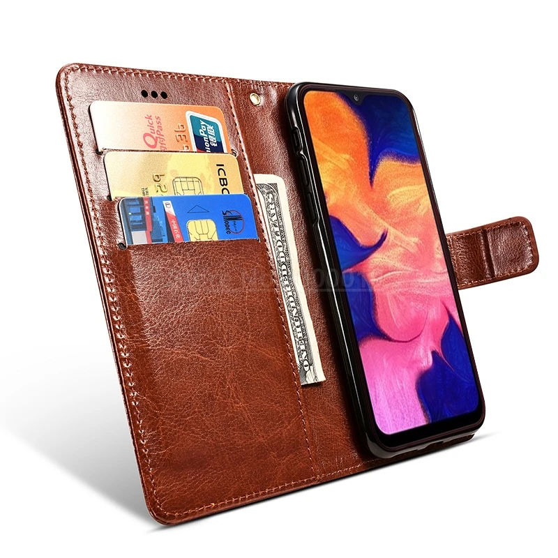 For Samsung A10 Case on Samsung A10 SM-A105FD Case Flip 6.2 Leather Wallet Book Flip for Galaxy A 10 A105 Cover