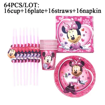 

Minnie Mouse Kids Girl Birthday Party Decoration Set Baby Girl Birthday Party Supplies Straw Cup Plate Happy New Year Party Pack