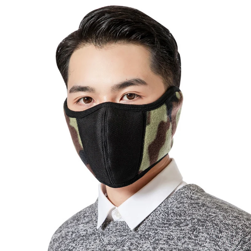 Camouflage 2-в-1 маска для велоспорта утолщенные теплые флисовые наушники стерео уход за кожей лица Уха Маска BB55 - Цвет: Camouflage