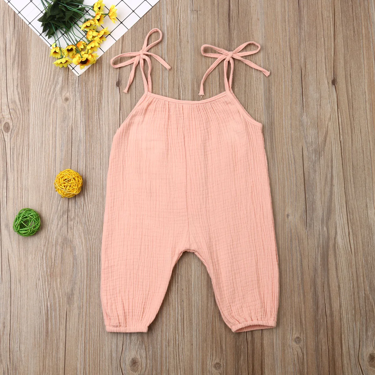 2019 Baby Summer Clothing Toddler Infant Baby Girl Wide Romper Jumpsuit Solid Outfit Sleeveless Sunsuit Cotton Spaghetti Clothes Warm Baby Bodysuits 