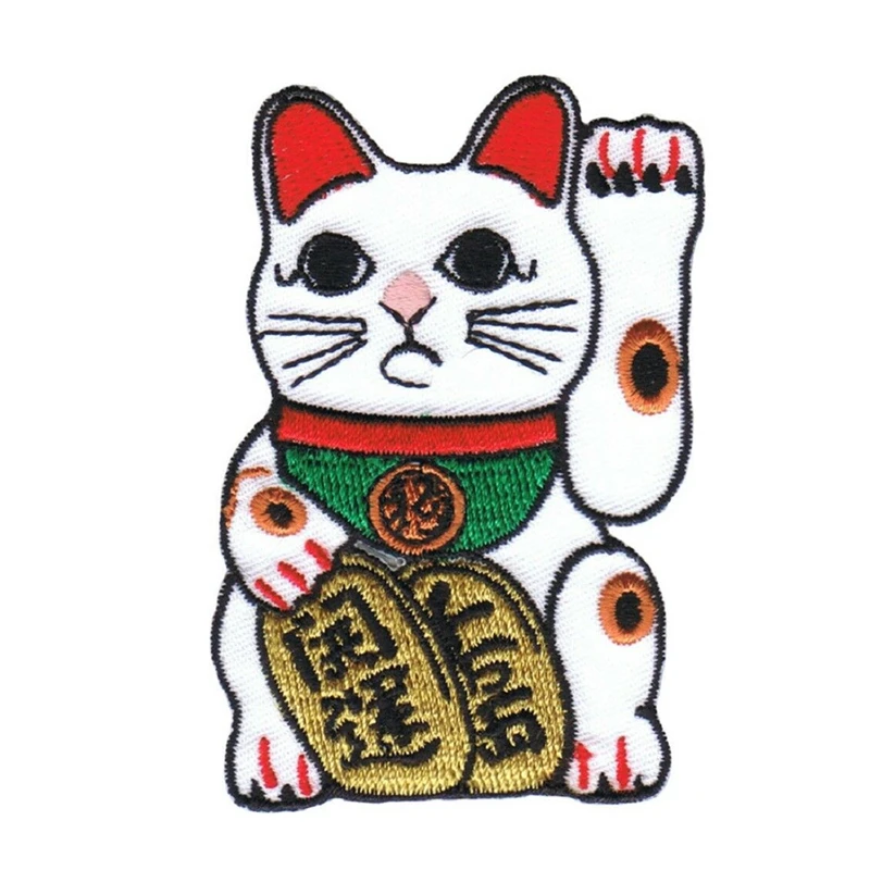 На заказ Вышивка Аппликации Значки Lucky Cat утюжок на пластырь подарок Добро