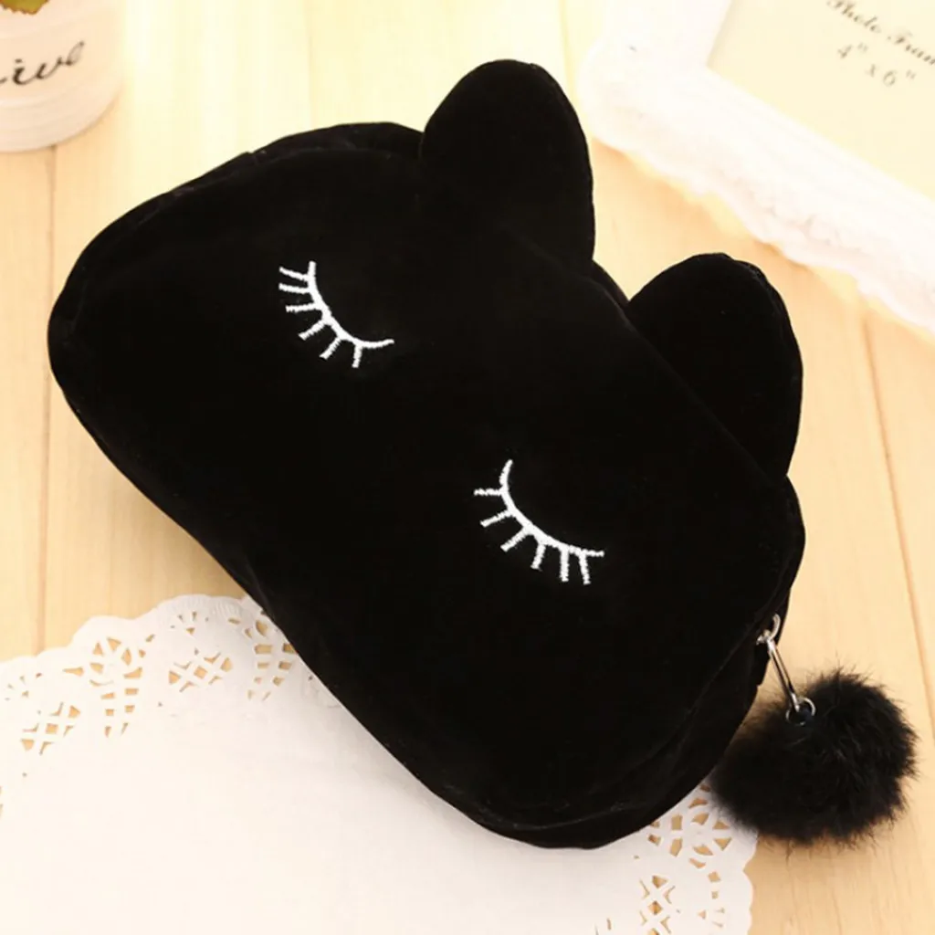 

Women Girl Cat Cartoon Bag Messenger Cosmetic cat Bag Makeup Pouch Phone Bag Zipper Make Up Bath Handbag Purse Female Tote