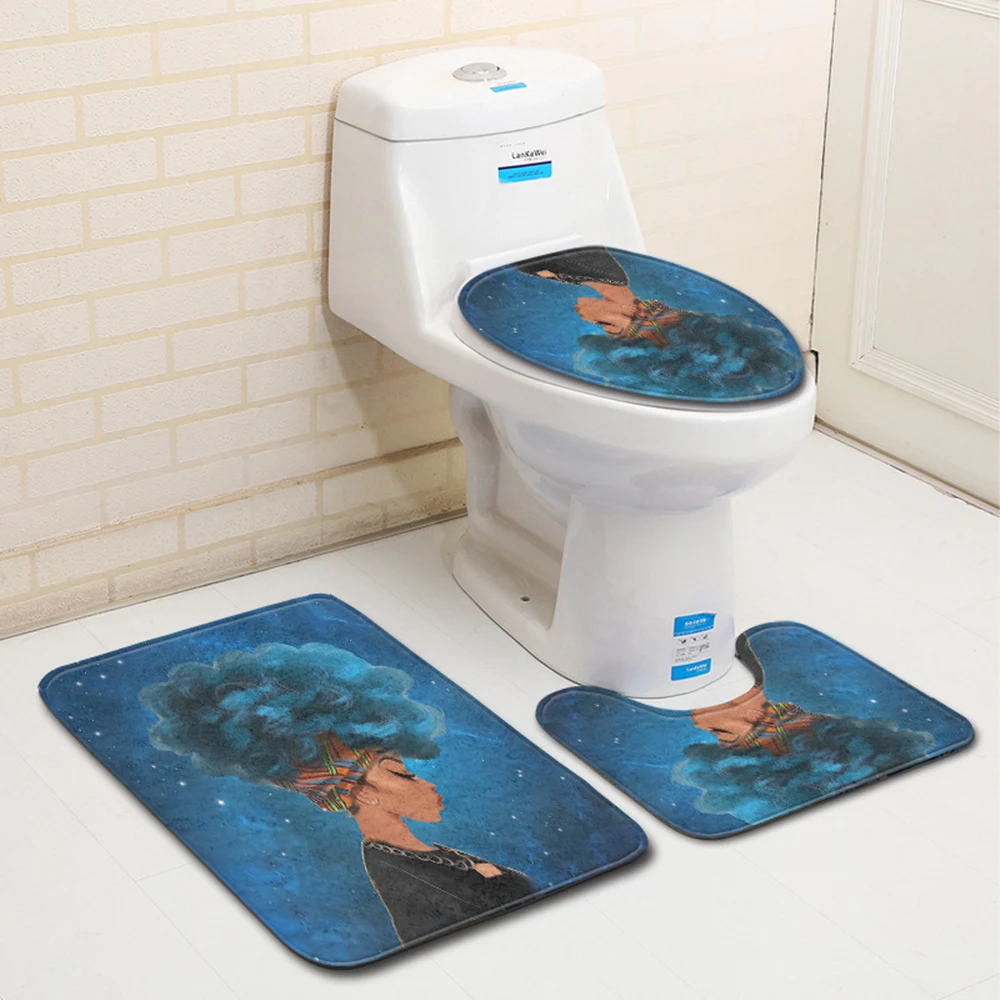 Чехол для унитаза 3 шт. набор туалетный коврик для ванной комнаты фланелевые напечатанные декорации ковер водопоглощающий нескользящий ковер