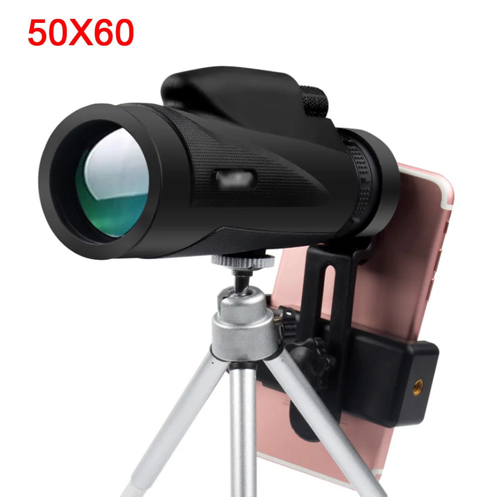 Мощные телескопы ночное видение зум Монокуляр 50x60 оптический Spyglass Monocle для