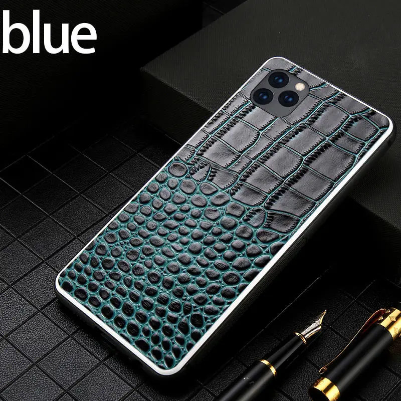 Противоударный чехол для телефона из натуральной кожи для iphone 11 Pro X XR XS max 360 полный защитный чехол для iphone 6 6S 7 plus 8 plus - Цвет: Синий