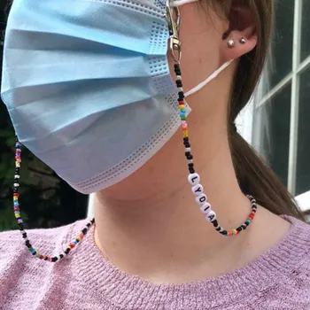 

2020 Chic Customized mask hanging rope rice bead letter necklace chain glasses chain anti loss sunglasses strap accessories
