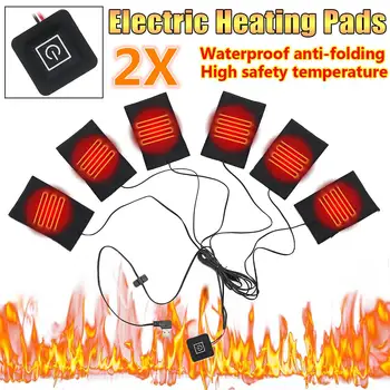 

USB Charged Clothes Heating Pad 5V Carbon Fiber Heating Pad Electric Heating Sheet 6 Pads Heating Warmer Pad For Vest Jacket