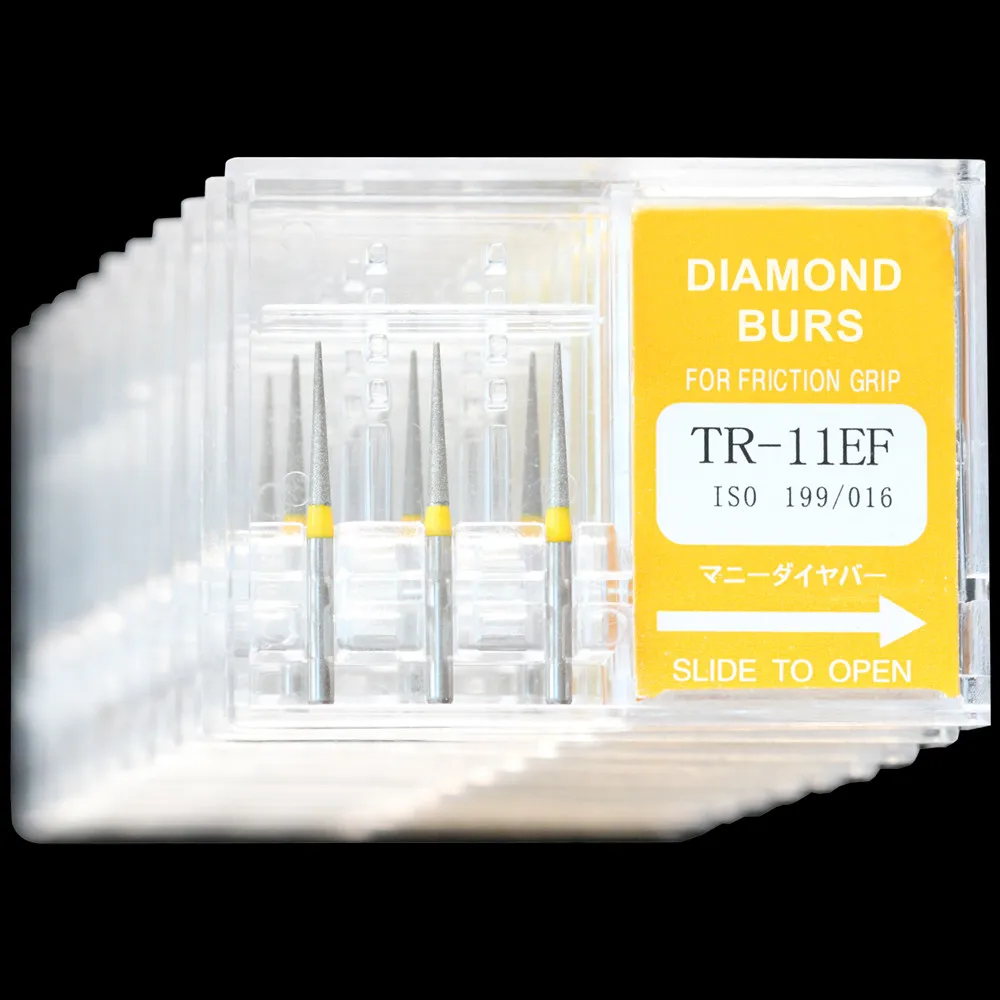 10Packs Dental Diamond Burs TR 11EF/TR 26EF TR Means Taper Round End