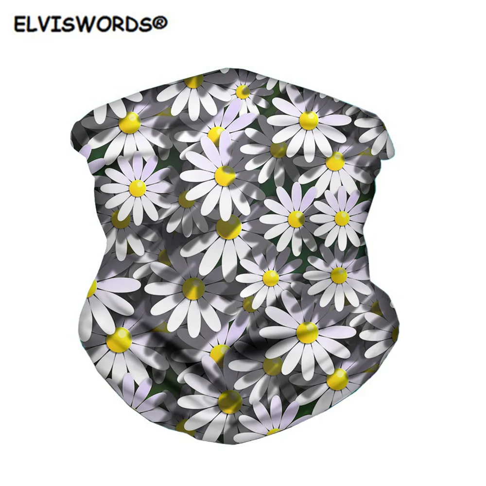 

ELVISWORDS 3D Floral Flower Face Scarf Bandanas for Dust Unisex Windproof Quick-Drying Women's Scarves Breathable Foulard Femme