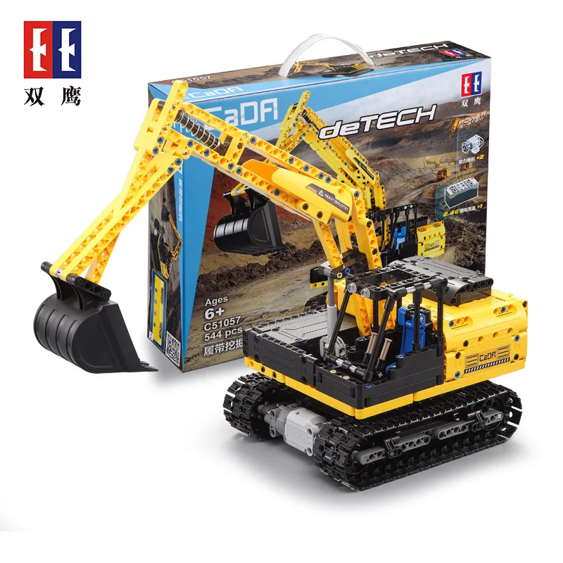 

Double e C51057 Crawler Excavator Mechanical Engineering Small Particles Assembled Building Blocks Electric Remote Control Toy C