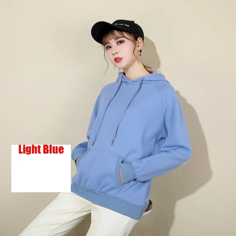 Light Blue Весенние шикарные толстовки, Женская толстовка, Женский бойфренд, свободные фиолетовые толстовки, свитшоты, Женская свободная толстовка с капюшоном - Цвет: Light Blue