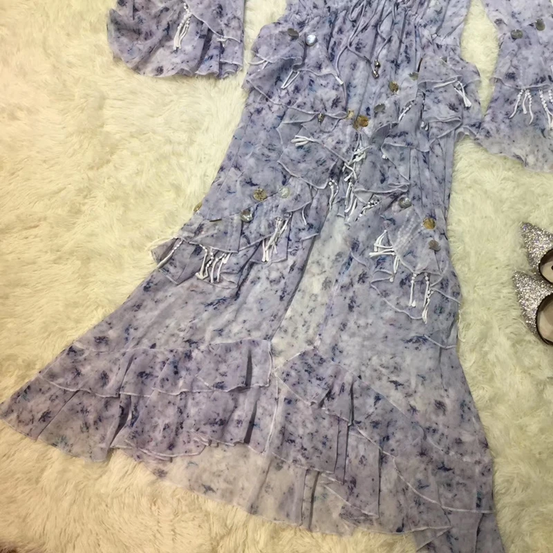 GoodliShowsi Boho пляжное платье с оборками и блестками, v-образный вырез, длинный расколотый рукав, элегантные женские асимметричные платья