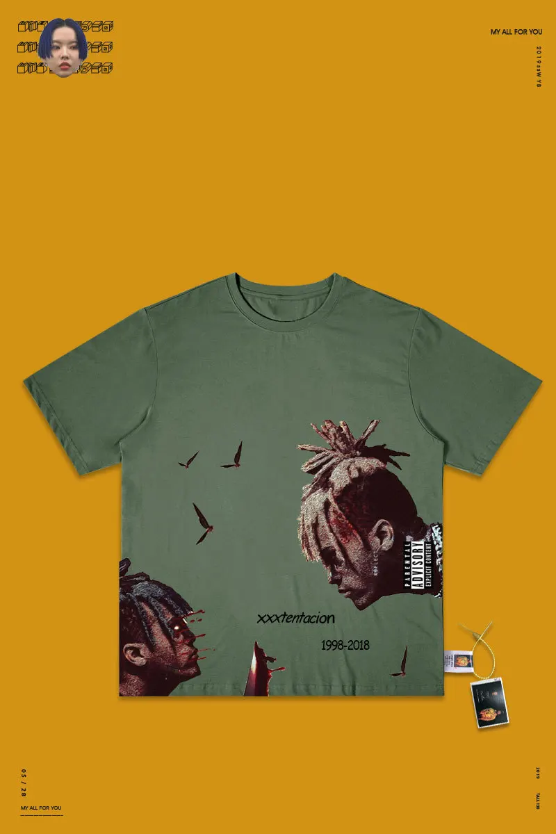 Ins Studio Xxxtentacion юбилейный Фонд футболка с короткими рукавами очень фея западный стиль настоящая одежда