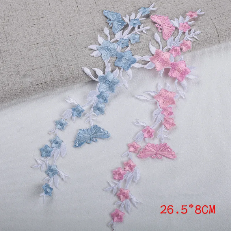 

20pcs Butterfly Love Flower Embroidery DIY Clothes Flower Iron on Patches Embroidered Decoration Sticker Cheongsam Glue Applique