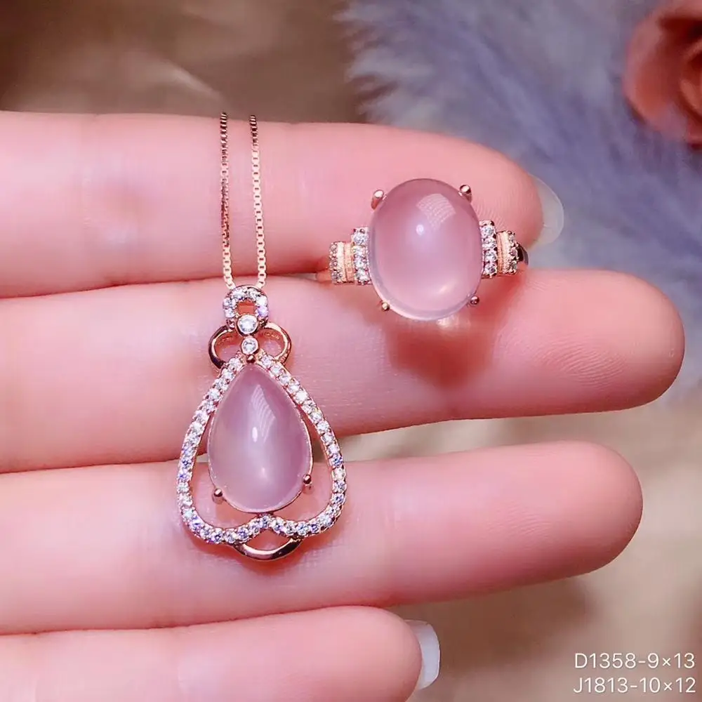 New Arrival Real Natural Natural Rose Quartz jewelry set Natural Real