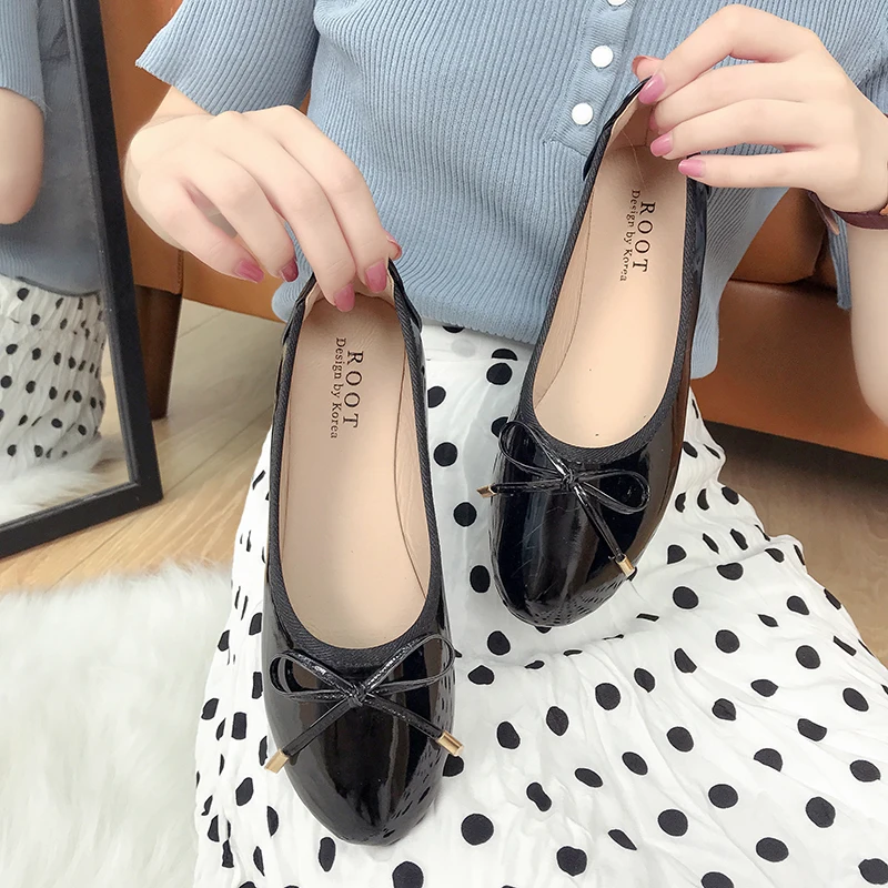 

2020 Women New Fashion Spring Ladies Bow-Knot Flats Circle Toe Loafers Party Office Casual Shoes Shallow Simple Shoe U19-85