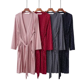 

New Pyjamas Women Modal Kimono Nightdress Spring Autumn Printed Casual Loose And Comfortable Nightgown Homewear