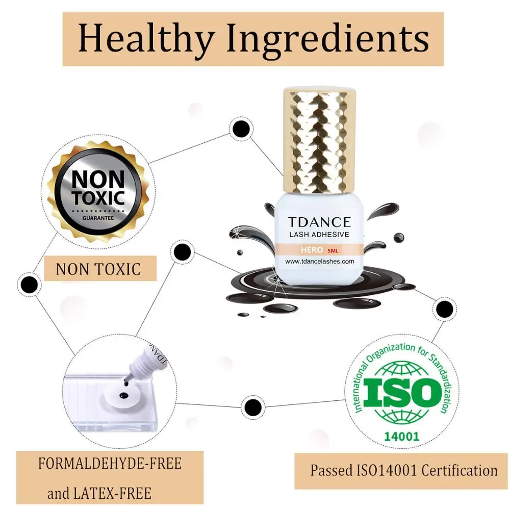 TDANCE HERO 5ml 0.5-1 Seconds Quick dry Sensitive Adhesive Long Lasting Waterproof Professional Eyelash Glue Cosmetic Tools 6