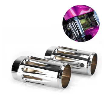 

1Pair Chrome Motorcycle Fork Slider Shock Decoration Boot Covers Fit for Harley Touring Trike Road King Street Glide 1984-2013