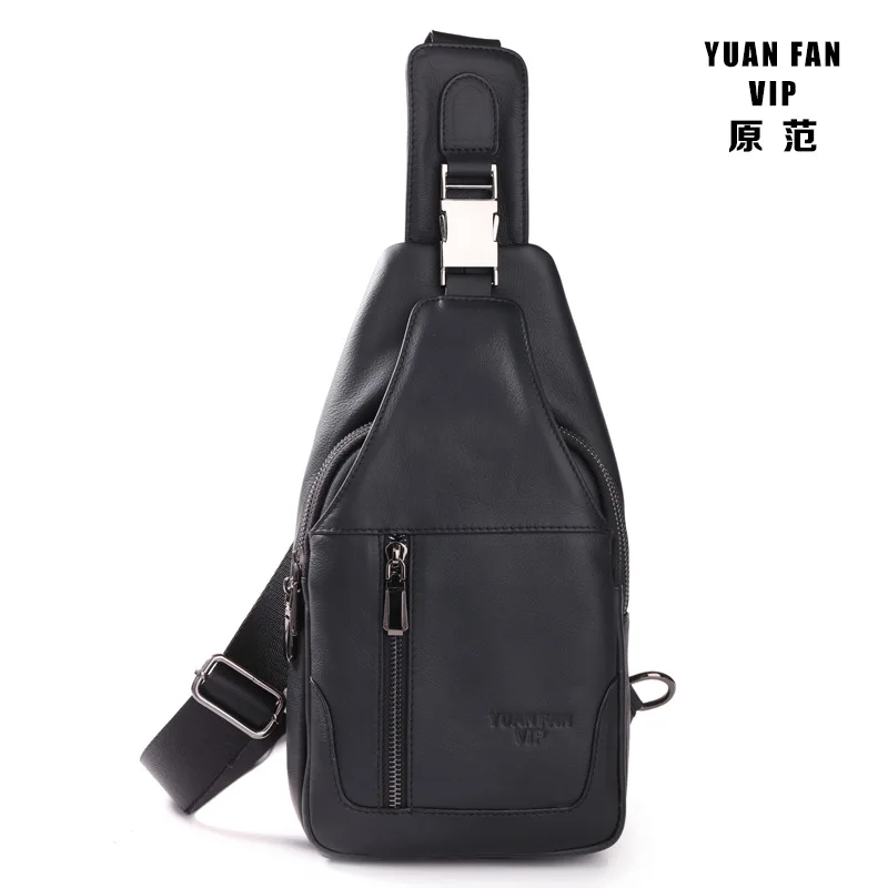 

Genuine Leather Chest Bag Men Casual Backpack Oil Wax Cowhide Large-Volume Messenger Backpack Shoulder Bag Fashion-IP