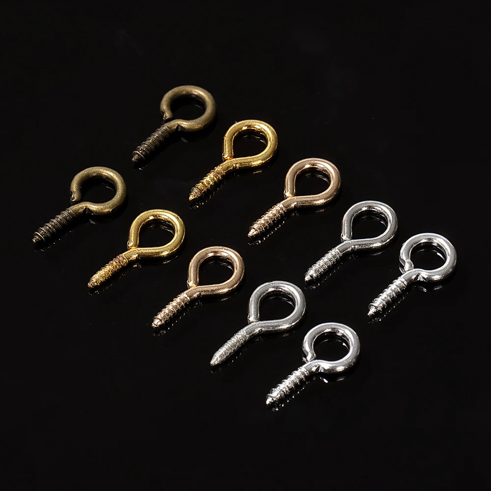 100PCS Small Screw Eye Pins Mini Metal Eye Pins Eye Hook Screw Eyes Pin  Hook Ring Connector Eyepins for DIY Accessories - AliExpress