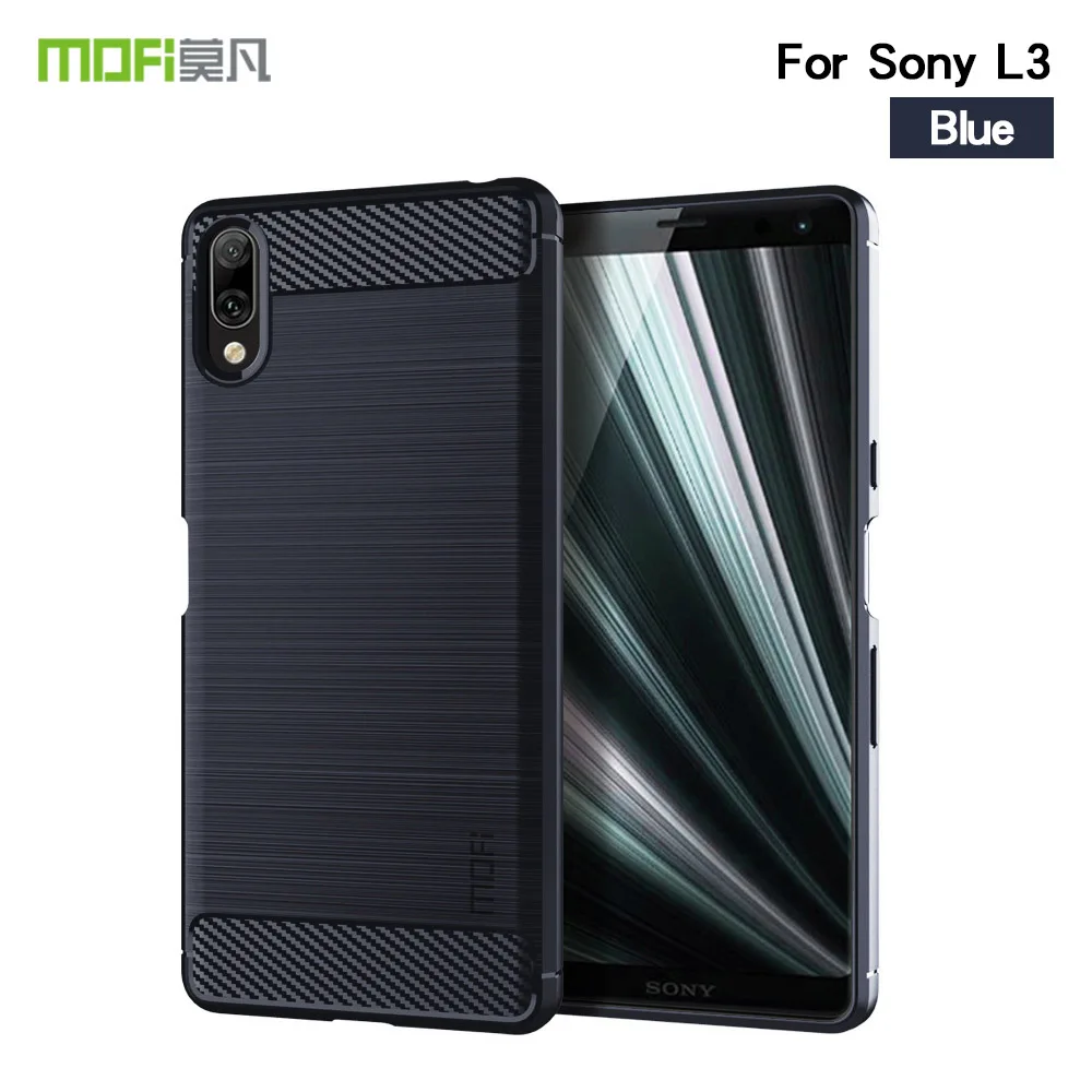 Blue Чехол для телефона Mofi для sony Xperia L3 L 3 I3312 I4312 I4332 I3322, Ультратонкий чехол из углеродного волокна, мягкий силиконовый чехол из ТПУ - Цвет: Blue