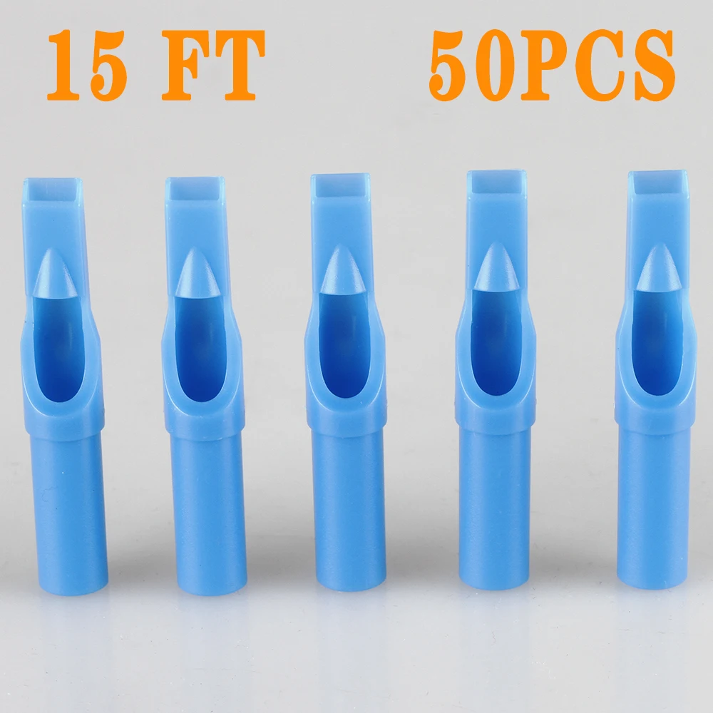 50Pcs 5/7/9/11/13/15FT Plastic Disposable Tattoo Nozzle Tips Disposable Sterile Needle Tube Tattoo Machine Flat Needle Tips - Номер модели: 15FT