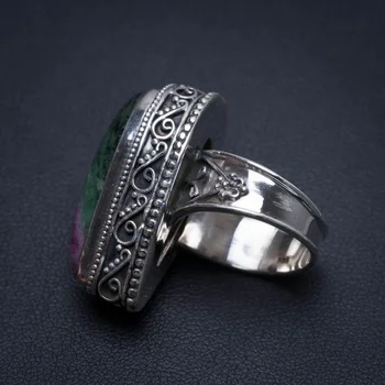 

Natural Ruby Zoisite Antique Design Handmade Indian 925 Sterling Silver Ring, Size 6.5 S3272