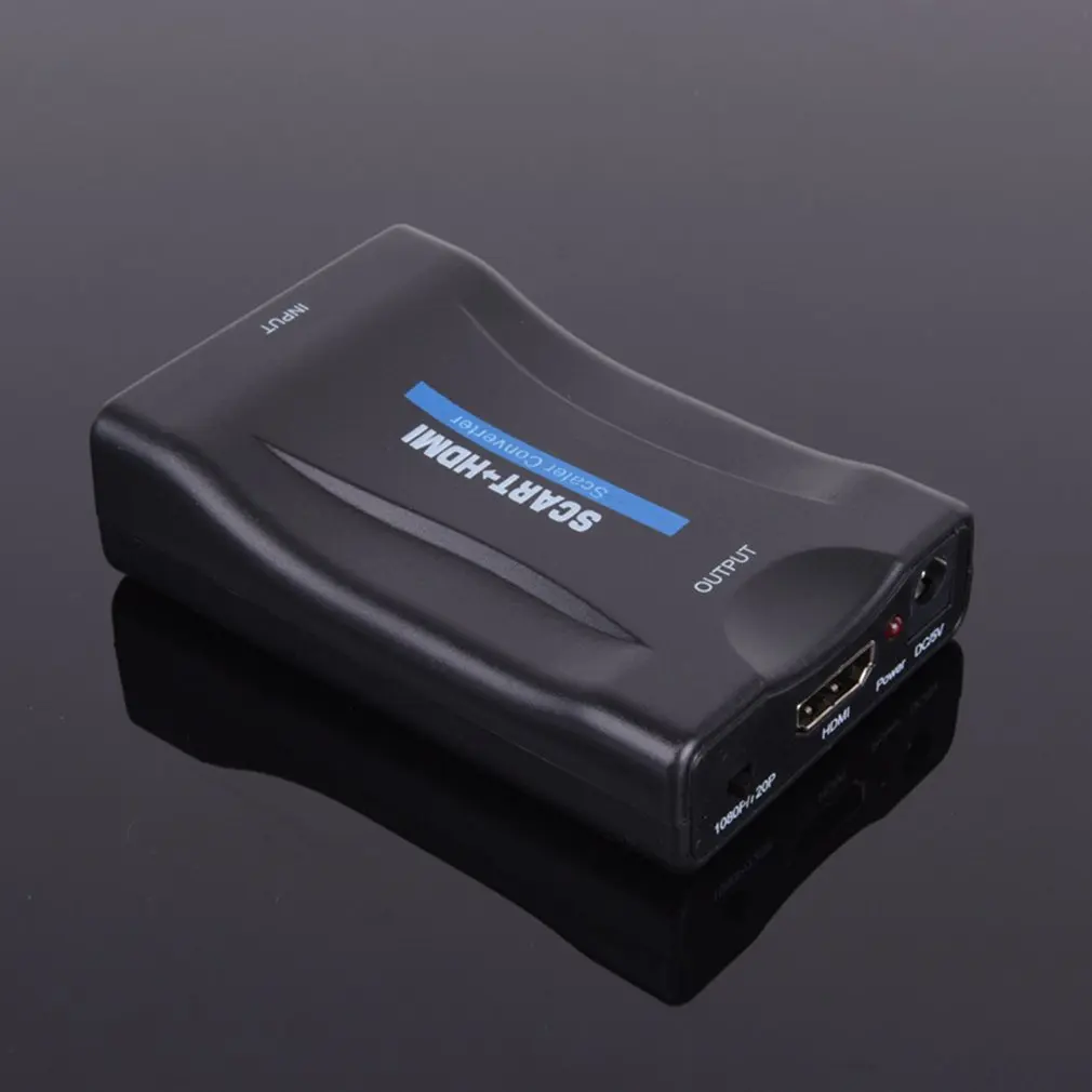 Мини SCART К HDMI 1080P видео аудио высококлассный конвертер адаптер для HD tv DVD для Sky Box STB Plug and Play с кабелем постоянного тока