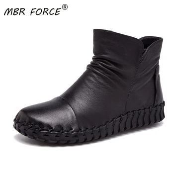 

MBR FORCE Women new fashion cowhide woman lace up boots high quality comfortable girl casual ladies shoes black boot waterproof