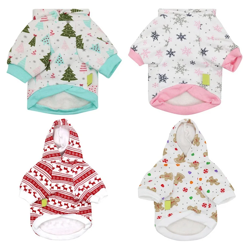 Christmas Tree Printed Dog Sweater Holiday Models Cute Thick Warm Autumn And Winter Pet Clothes Jacket Soft Coat | Дом и сад