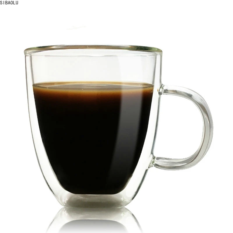 

350ml Large-capacity Mug with Double-layer Glass Cup Borosilicate Heat-resistant Tea Cup Juice Coffee