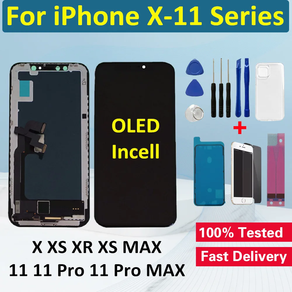 GX GW HE OLED For iPhone X XS XS MAX XR LCD Screen Replacement With 3D Touch Digitizer For iPhone 11 11 Pro 11 Pro Max Display