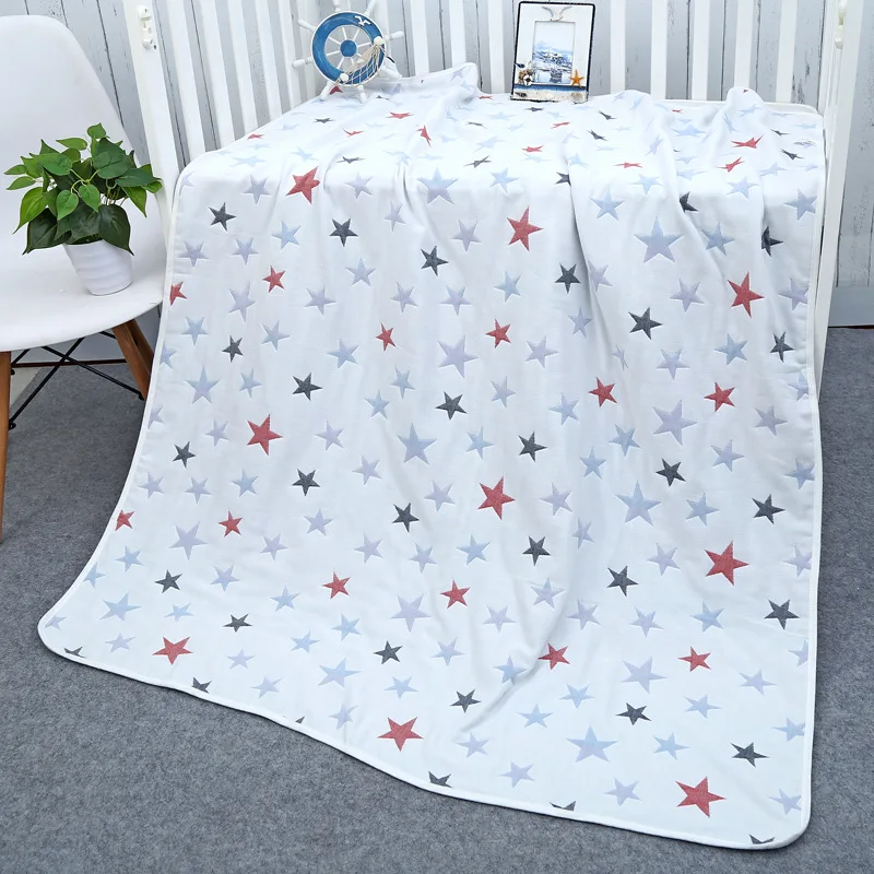 Newborn Summer 90X100cm Baby 100% Cotton Blankets 6 Layers Quilt Muslin Wrap Swaddle Stroller Baby Blankets Infant Bath Towel