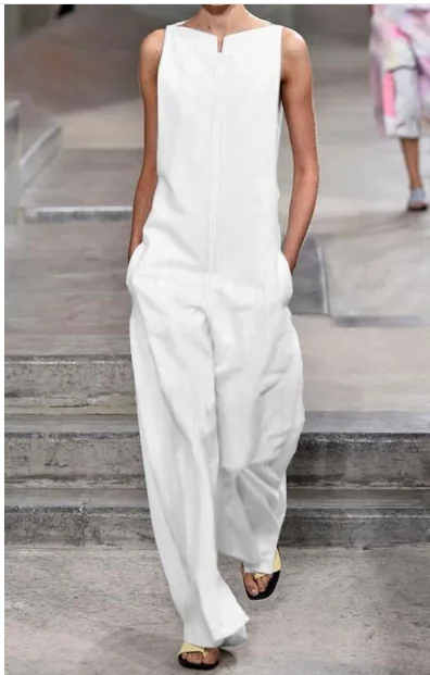 2022 Summer Rompers Womens Jumpsuits Bohemian Overalls Casual Loose Straight Pants Playsuit Women's Trousers Plus Size