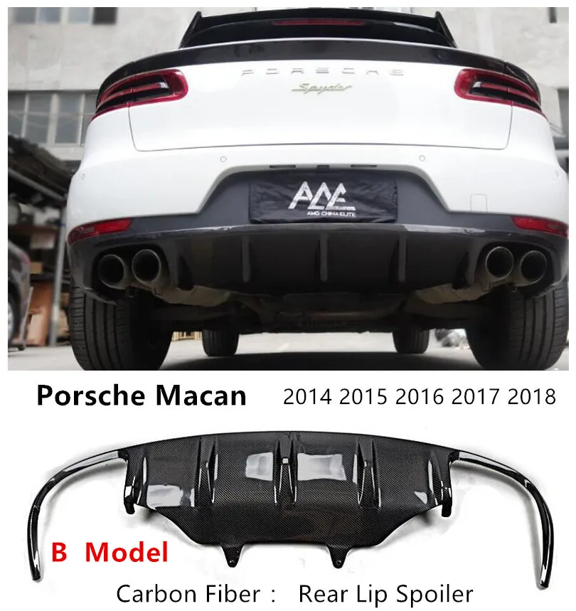Передний и задний спойлер из углеродного волокна для Porsche Macan бампер диффузор спойлеры - Цвет: B  Rear Lip Spoiler