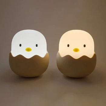 

Creative chicks with sleeping lights cartoon silicone USB charging eggshell chicken emotional lights tumbler bedside night light
