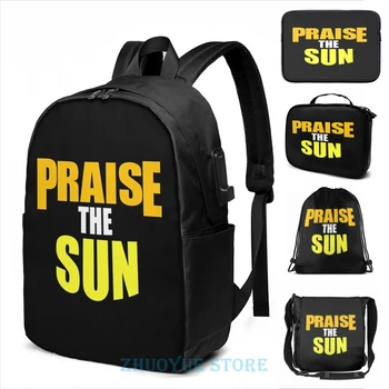 

Funny Graphic print Praise The Sun! USB Charge Backpack men School bags Women bag Travel laptop bag