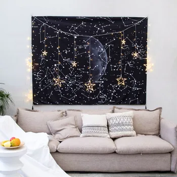 

Luminous Tapestry Star And Moon Wall Hanging Tapestry Universe Galaxy Blanket For Dormitory Apartment Home Decoration