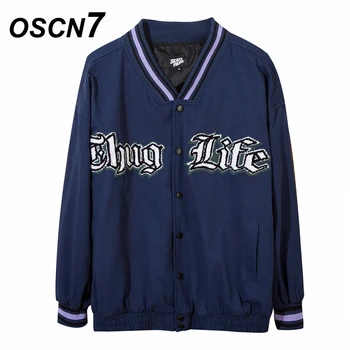 

OSCN7 Casual Baseball Jackets Men 2020 New Japanese High Streetwear Embroidery Loose Casual Women Jackets Coat 9166