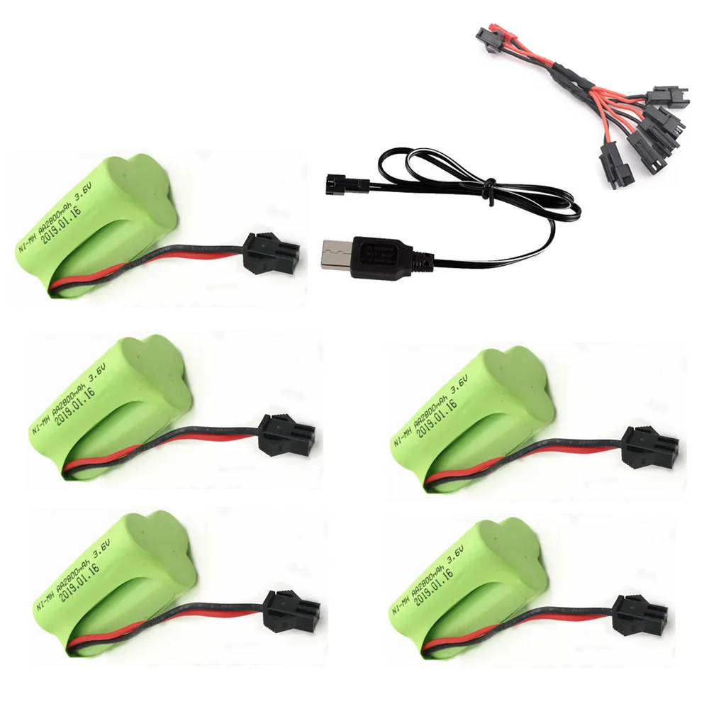 Ni-Mh 3.6V 2800Mah Batteria + Caricatore 3.6V Per Il Giocattolo Del Rc Auto Barca Serbatoio Pistola Treno Robot Aa 3.6V Batteria Ricaricabile Per La B