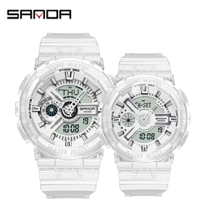 SANDA G стильные спортивные часы для мужчин и женщин парные водонепроницаемые военные часы вибрирующие Модные Аналоговые кварцевые электронные часы