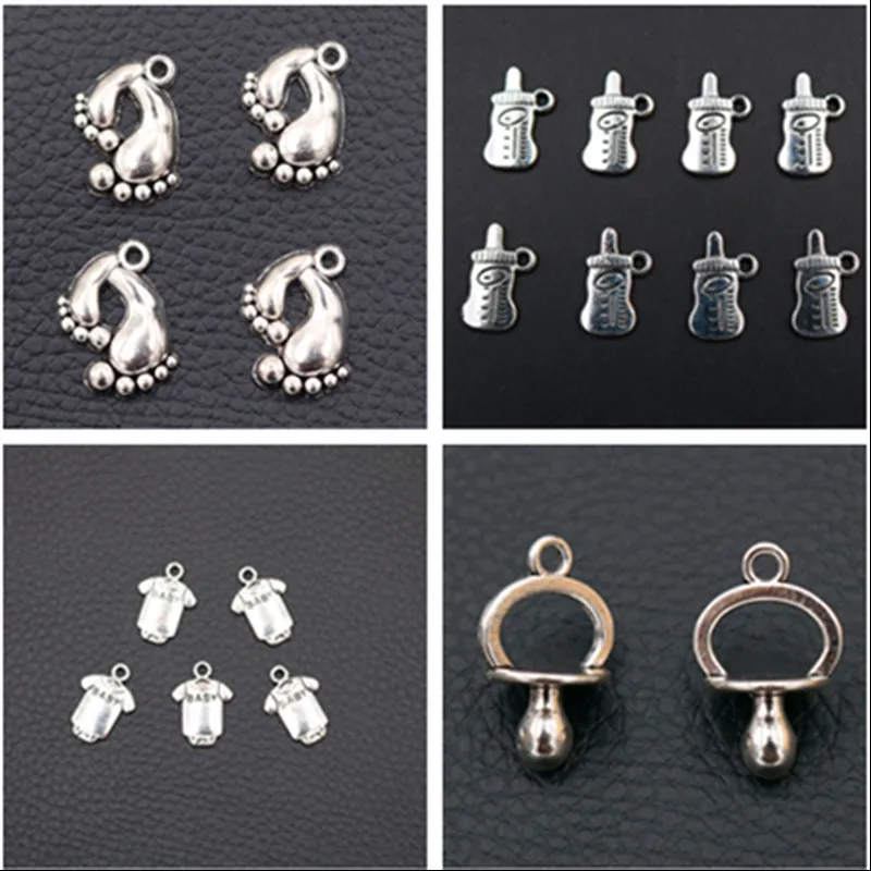 

Cute Baby Supplies Pendant Milk Bottle Charms Nipple Charms Baby Clothes Charms Small Footprint Charms DIY Jewelry Making 15pcs