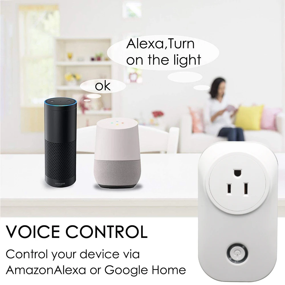 

WiFi Smart Plug Socket Outlet US Mini Plug Remote Control Timer Plug Wireless Smart Life Works with Alexa Google Home D30